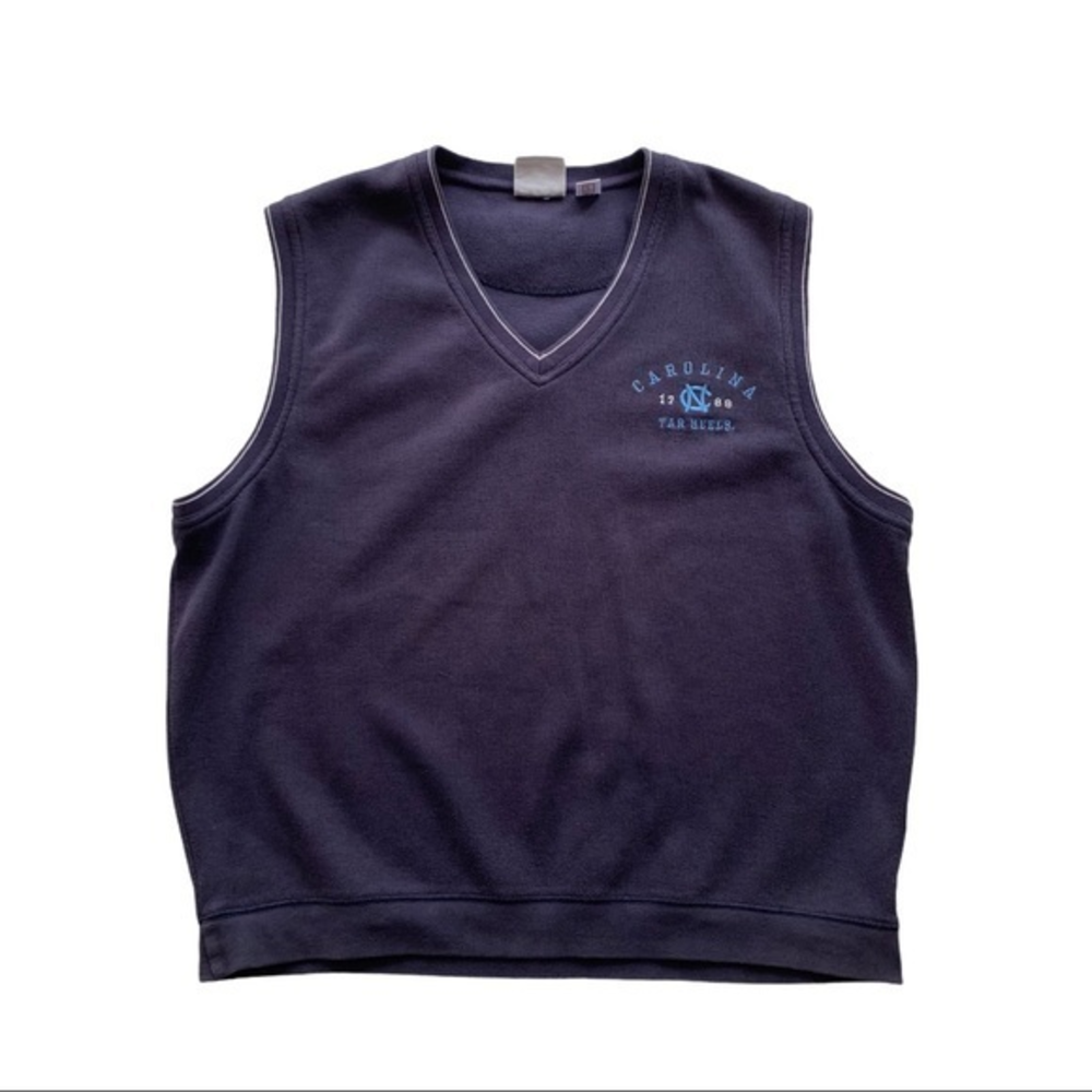 Vintage 90s Y2K UNC Tar Heels Large Sweater Vest Sleeveless Collegiate Preppy